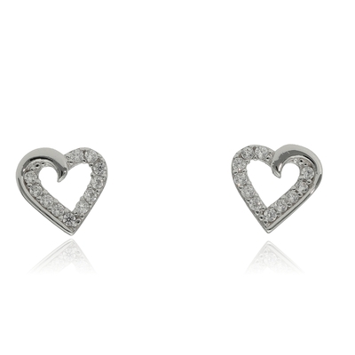 Fehér arany szív fülbevaló (ÖZ-E-530-W_KT)